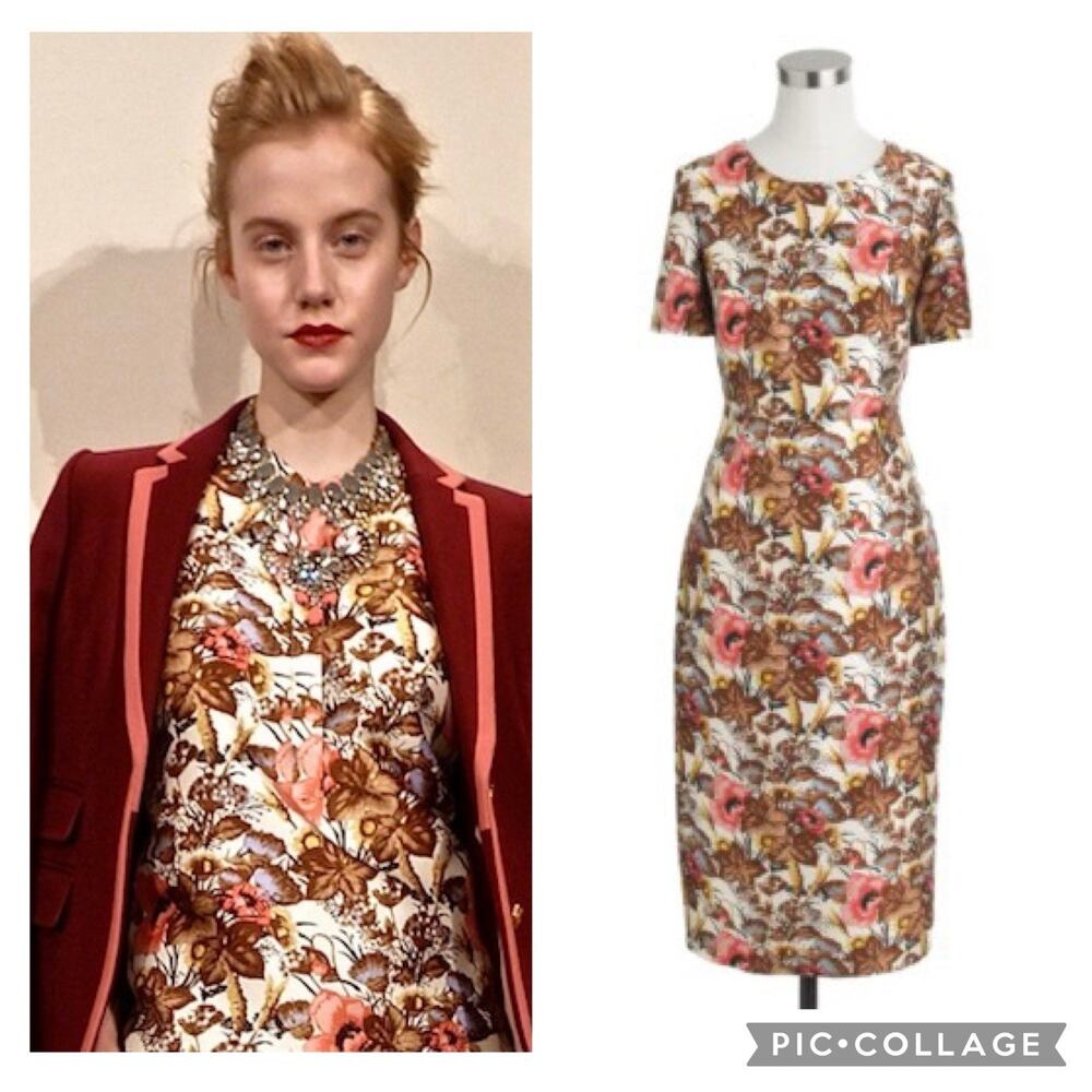 J. Crew Collection Silk Wool Antiqued Floral Shift Dress Size 4